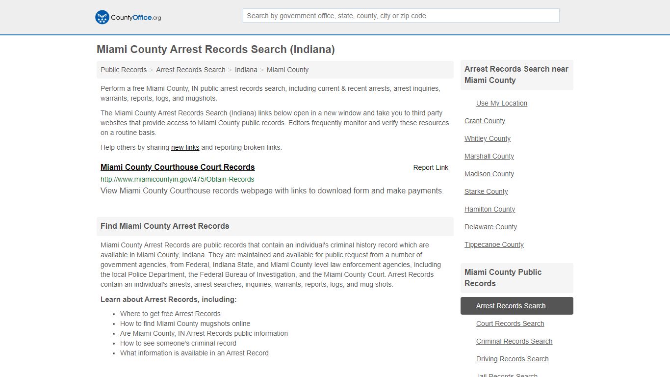 Arrest Records Search - Miami County, IN (Arrests & Mugshots)